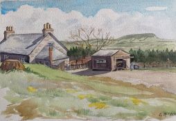 Watercolour signed G. M. Craig, (Gertrude Mary) Rural cottage