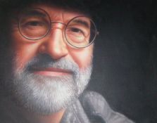 Terry Pratchett, Framed Oil on Canvas.