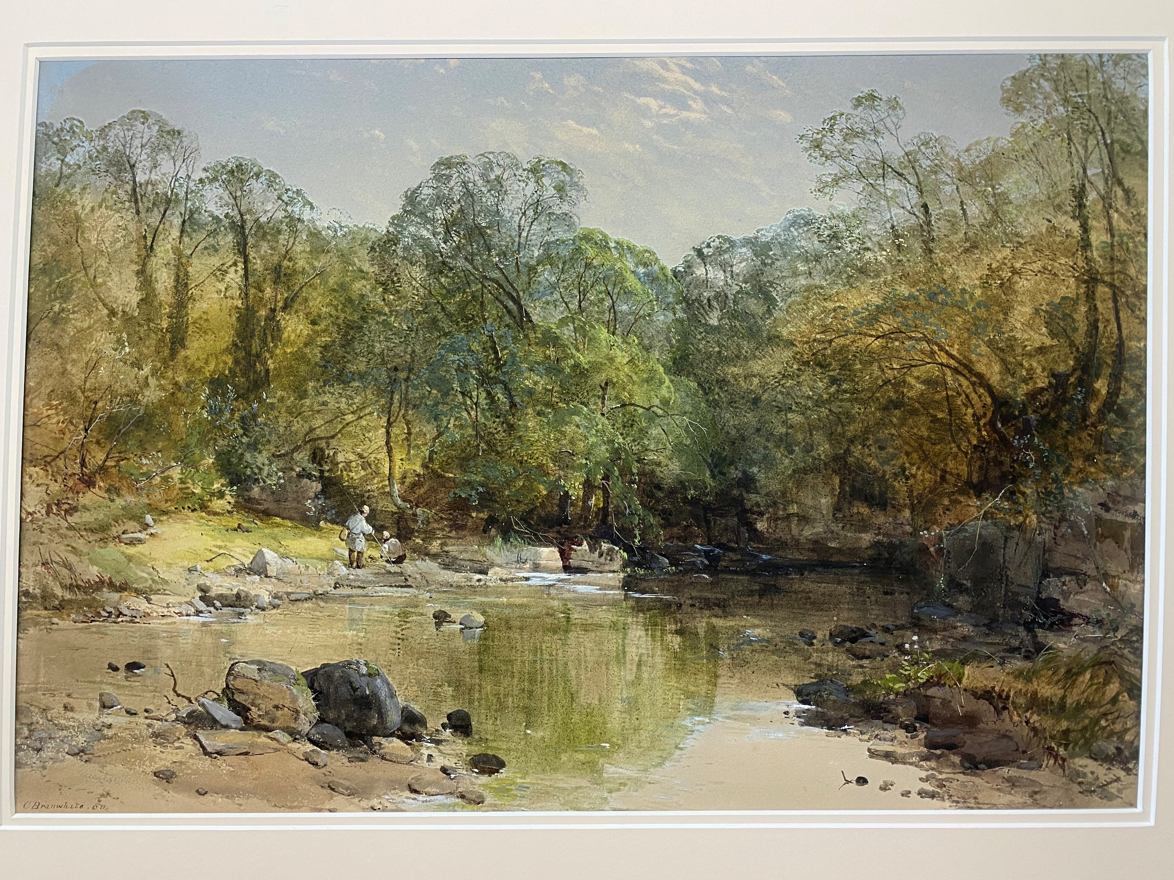 Charles Branwhite signed watercolour children playing by a stream - Image 2 of 3