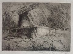 Frank Greenwood (1883-1954) pencil signed Etching depicting a windmill
