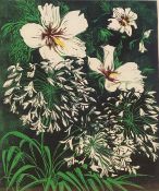 Sue Clark Limited edition screen print “agapanthus and hibiscus”