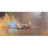 Barrie A F Clark Print on board “Vickers Supermarine Spitfire Vb of 243 Squadron”