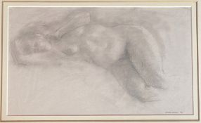Jane Macneill bn 1971 Scottish, signed pencil drawing reclining nude