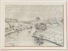J Smith, Etching Scottish view "Helmsdale"
