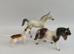 Vintage Beswick Gun Dog & 2 x Goebel Horses