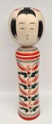 Large Japanese Kokeshi Wooden Good Luck Doll Signed Boxed & Certificates