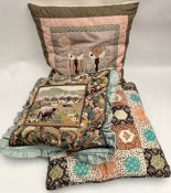 Vintage 3 x Embroidered & Quilted Cushions Includes Owls