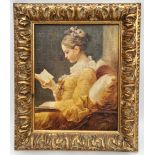 Vintage Framed Print on Canvas Young Girl Reading by Fragonard
