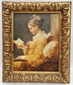 Vintage Framed Print on Canvas Young Girl Reading by Fragonard