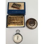 Vintage Smiths Stop Watch, Snuff Box & Abacus
