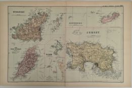 Antique Map 1899 G. W Bacon & Co I. O. Man & Channel Islands