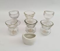 Vintage Antique 6 x Clear Glass Eye Baths & 1 Ceramic