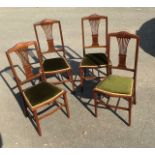 Antique Set of 4 fret back and inlaid Edwardian chairs