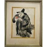 Vintage Naïve Framed Art Sketch of Witch From Snow White