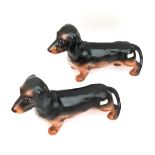 Vintage Pair Beswick Pottery Dachshund Dog Figures