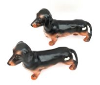 Vintage Pair Beswick Pottery Dachshund Dog Figures