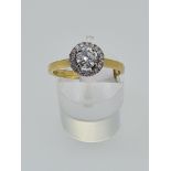 18ct uk hallmark yellow and white gold diamond ring
