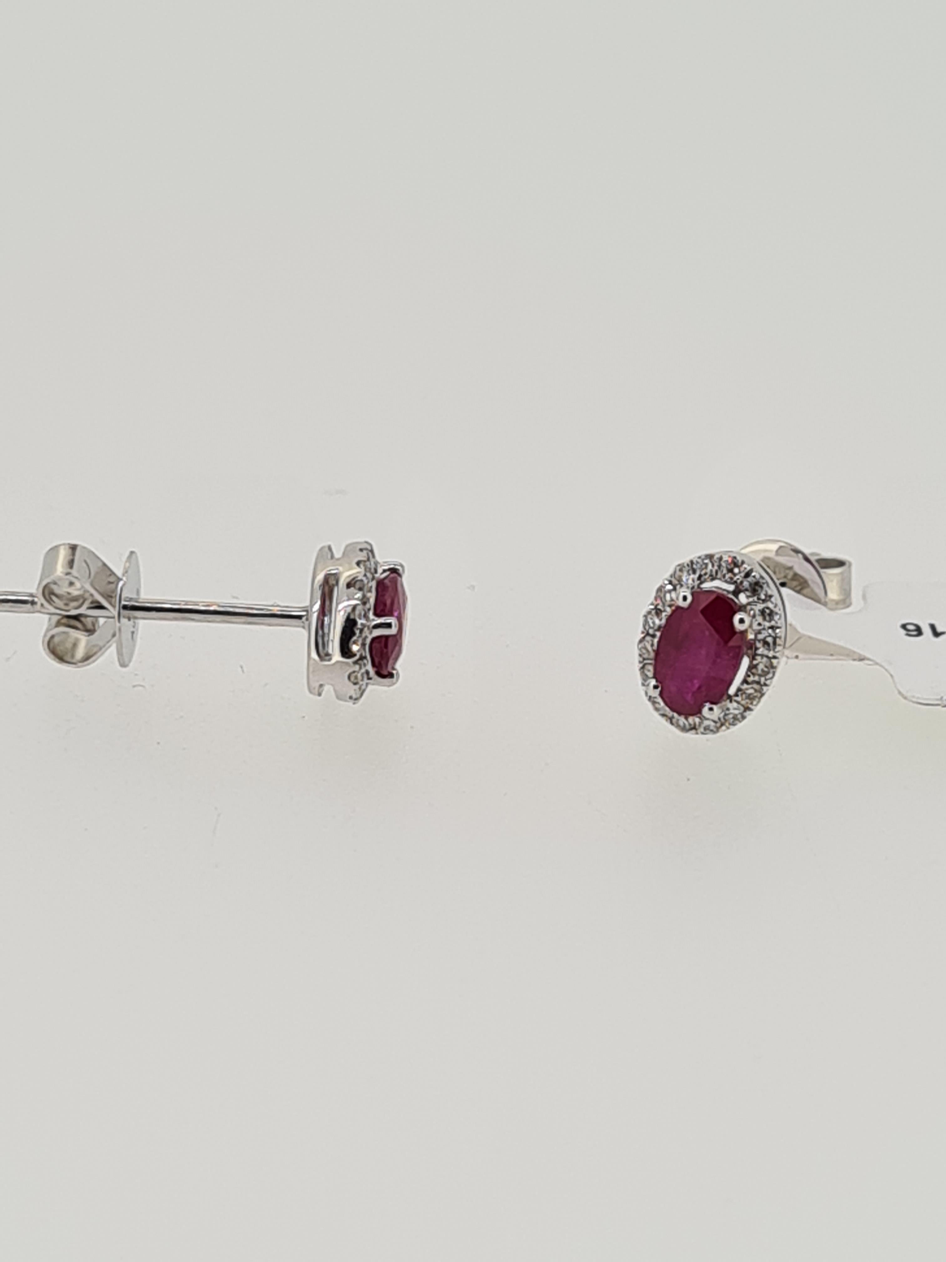 18ct white gold ruby and diamond stud earrings - Image 2 of 3