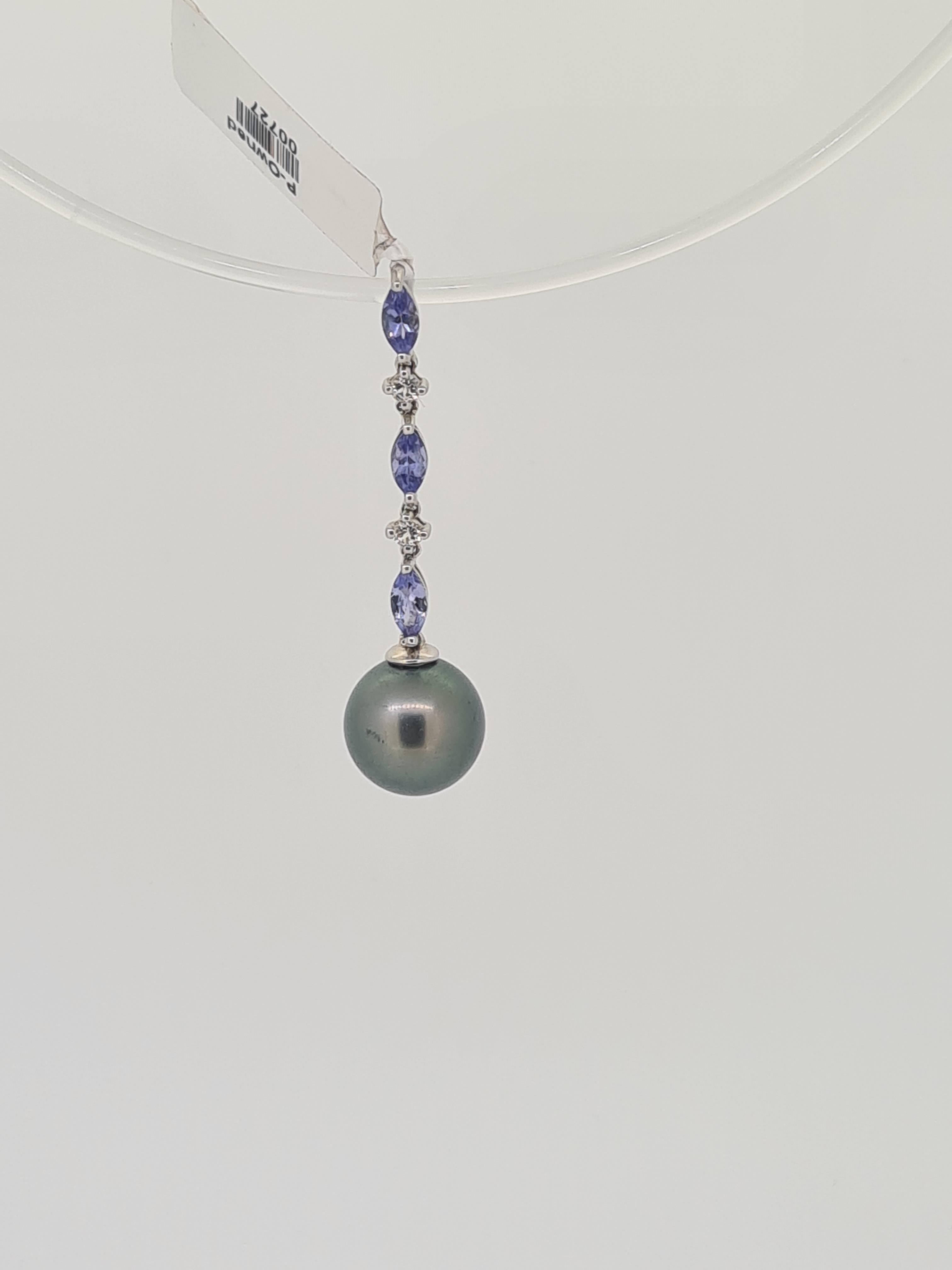 9ct white gold tanzanite and black cultured pearl - Image 4 of 4