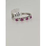 18ct white gold pink sapphire and diamond band