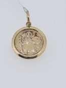 9ct yellow gold hallmarked st christopher pendant