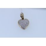 9ct Hallmark Yellow Gold Diamond Set Heart Pendant