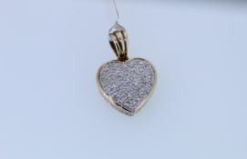 9ct Hallmark Yellow Gold Diamond Set Heart Pendant