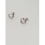 9ct hallmark white gold heart floating diamond stud earrings