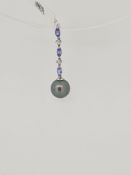 9ct white gold tanzanite and black cultured pearl