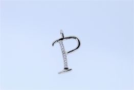 9k White Gold Diamond Set P Initial Pendant