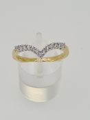 18ct uk hallmark wish bone diamond ring