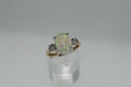 18ct Yellow Gold Opal And Diamond Ring