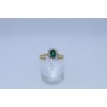 18k Emerald And Diamond Ring