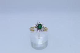 18k Emerald And Diamond Ring