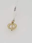 9ct yellow gold heart shaped floating diamond pendant