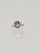 9ct hallmark yellow gold topaz and diamod ring