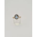 9ct hallmark yellow gold topaz and diamod ring