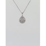 18ct white gold diamond cluster pendant