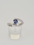 9ct white gold hallmarked sapphire ring