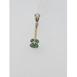 9ct hallmark yellow gold emerald and diamond pendant