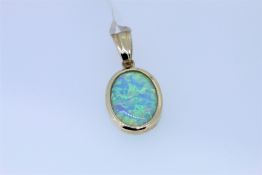 9k Yellow Gold Synthetic Opal Pendant