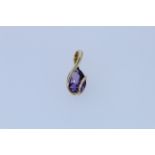 9ct Hallmark Yellow Gold Amethyst Pendant