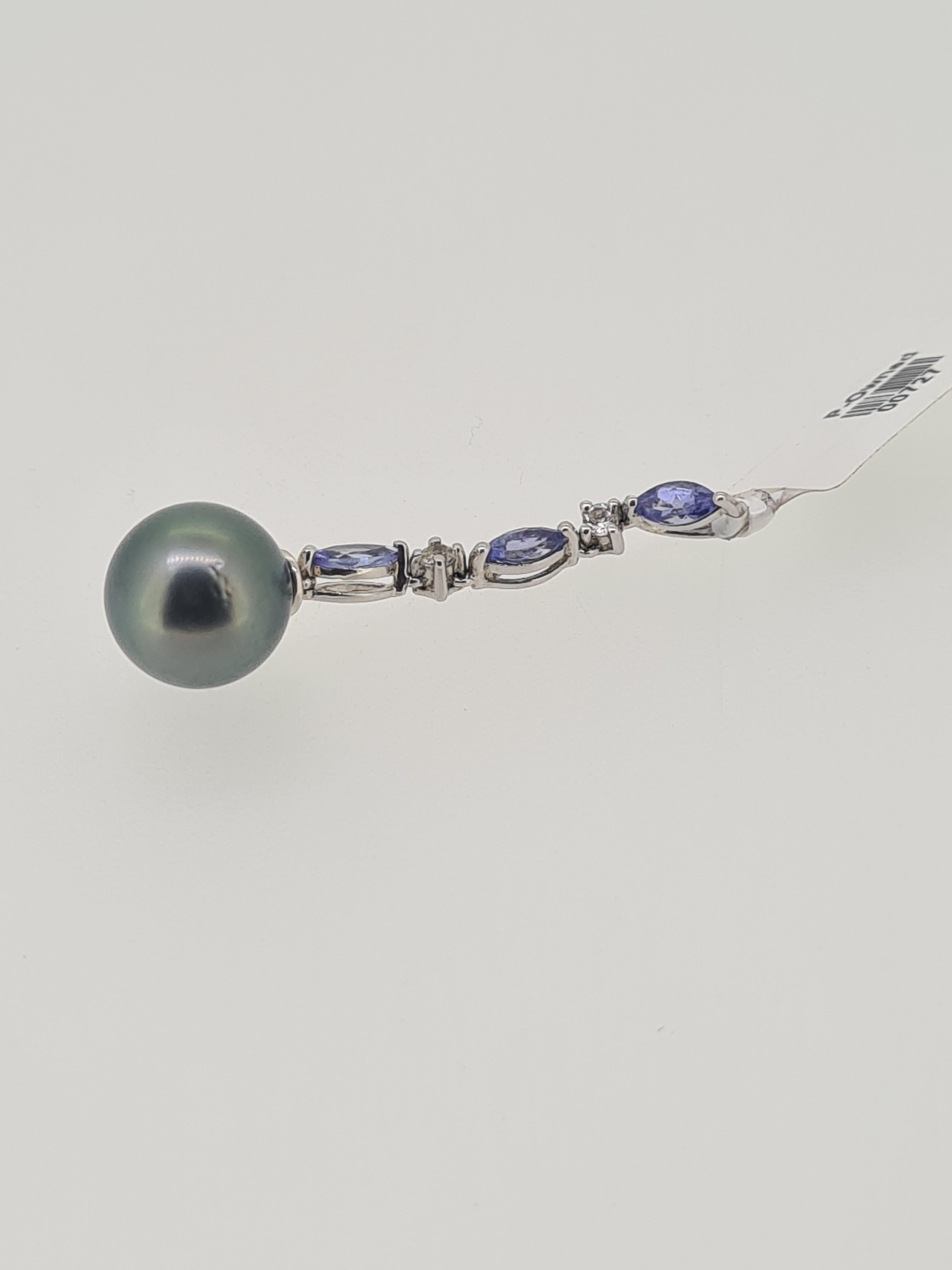 9ct white gold tanzanite and black cultured pearl - Image 3 of 4