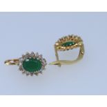 18k Yellow Gold Jade And Diamond Earrings