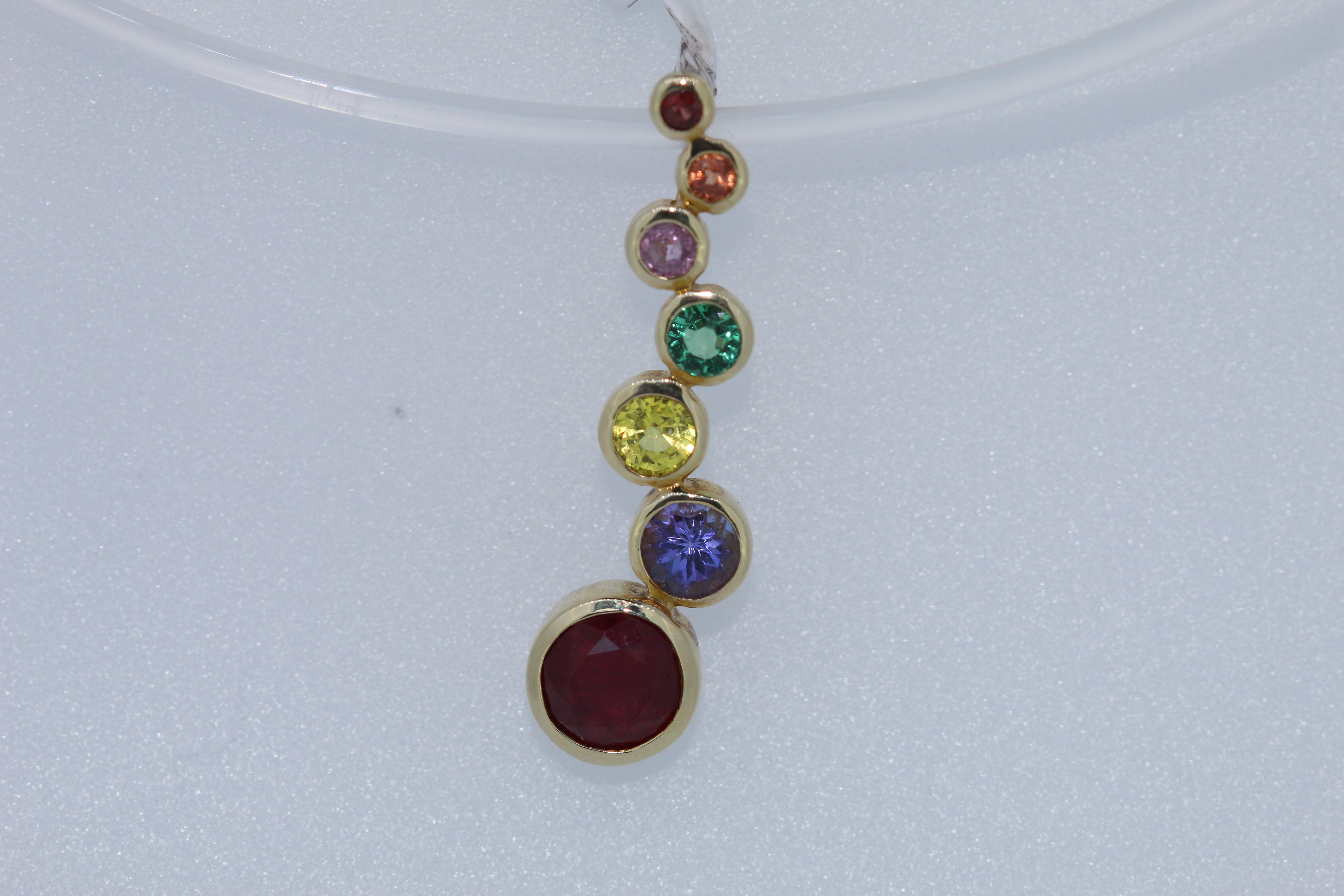 9ct Hallmark Multi Gemstone Set Pendant - Image 2 of 3