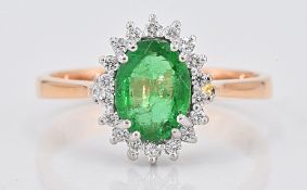 Ring - 1.61 ct Emerald - Diamonds - NO RESERVE price