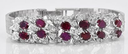 Bracelet - 6.46 ct Rubies - 1.47 Ct Diamonds