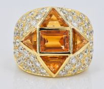 Ring - 9.16 ct Citrine - 3.16 Ct Diamonds