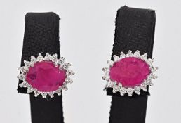 Earrings - 2.42 ct Ruby - Diamonds - NO RESERVE price!