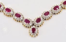 Necklace - 24.40 ct Ruby - 6.22 Ct Diamonds